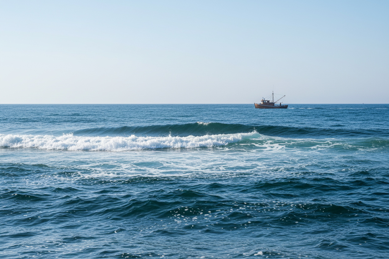 Realistic nautical background with lobster boat